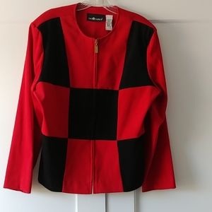 Sag Harbor Color Block Zip Front Suit Jacket
